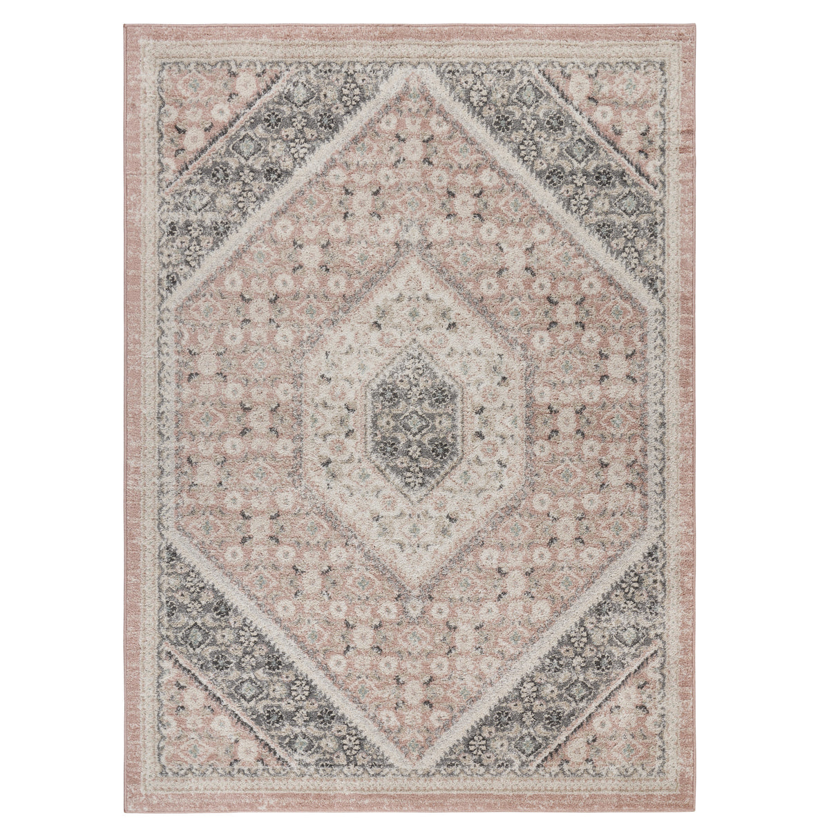 Ox Bay Blush/Cream Oriental Floral Medallion Indoor Area Rug - Silo view