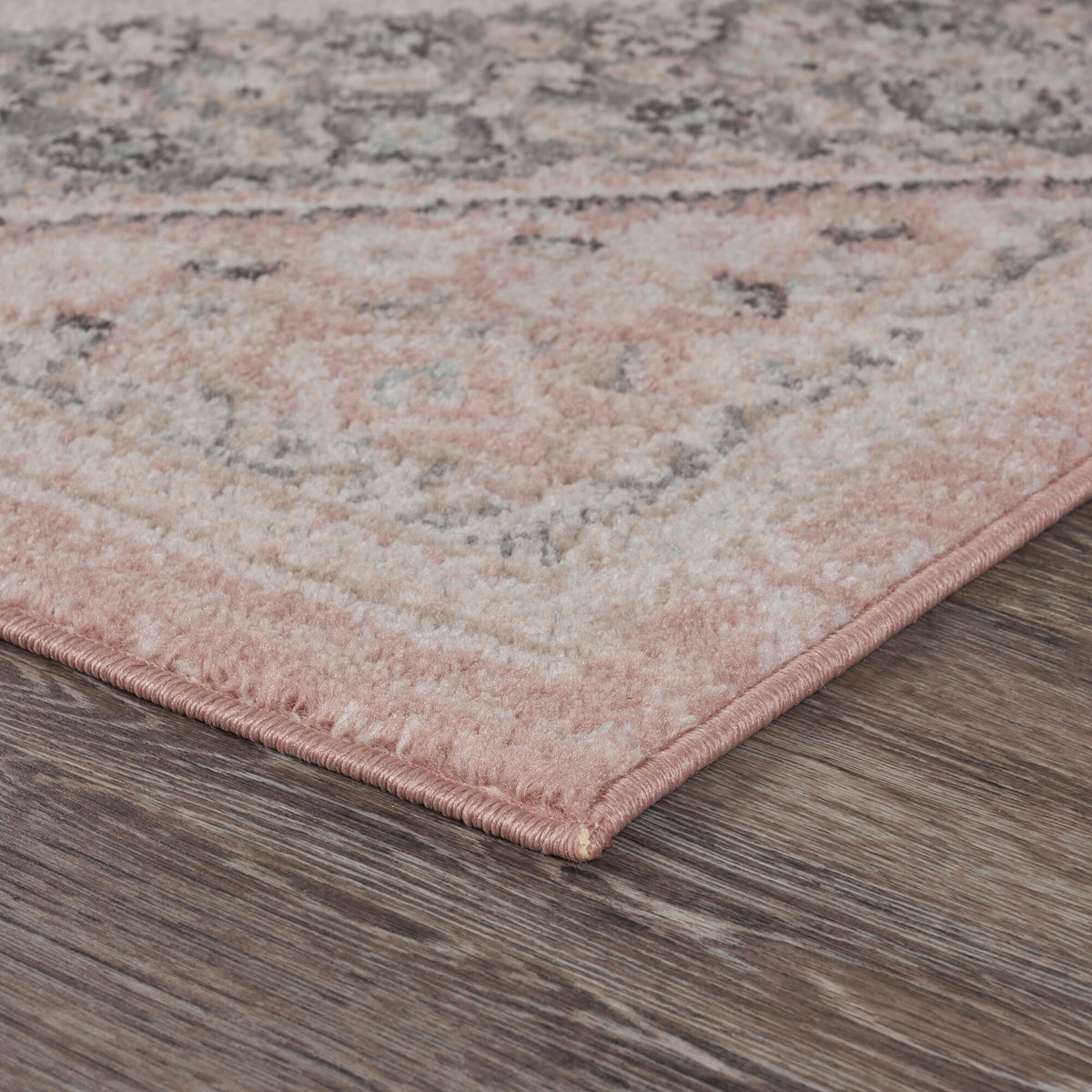 Ox Bay Blush/Cream Oriental Floral Medallion Indoor Area Rug - side angle view