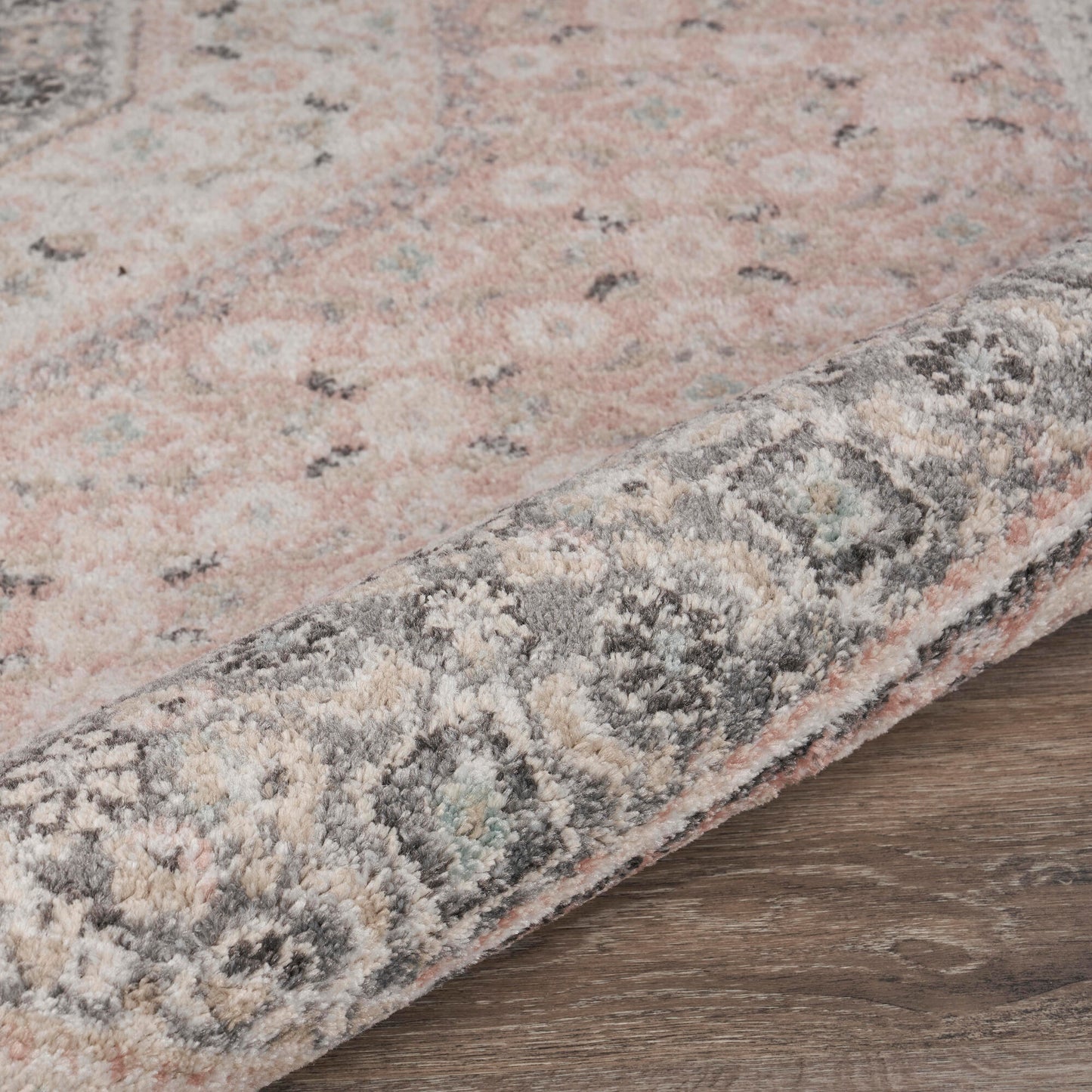 DUNEC-81667 Classic/Traditional Machine Made Blush/Ivory/Gray Polypropylene Indoor Area Rugs - LR Home