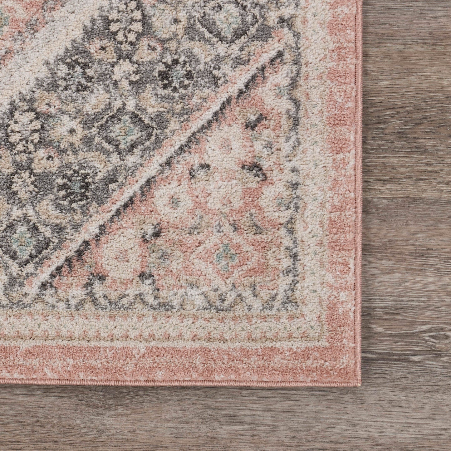 Dune-81668 Traditional Power-Loomed Blush/Ivory/Gray Jute Indoor Area Rug - LR Home