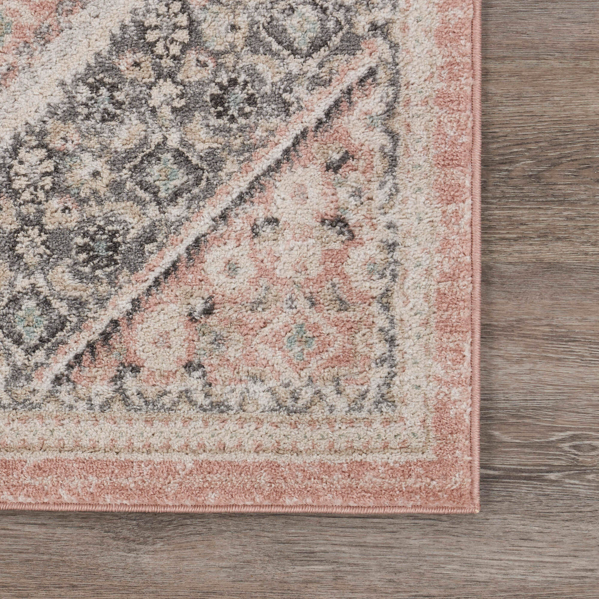 Ox Bay Blush/Cream Oriental Floral Medallion Indoor Area Rug - corner view