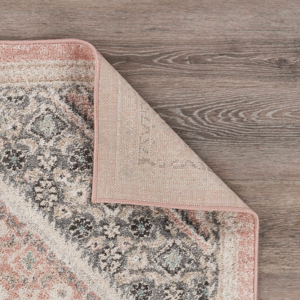 Ox Bay Blush/Cream Oriental Floral Medallion Indoor Area Rug - back view