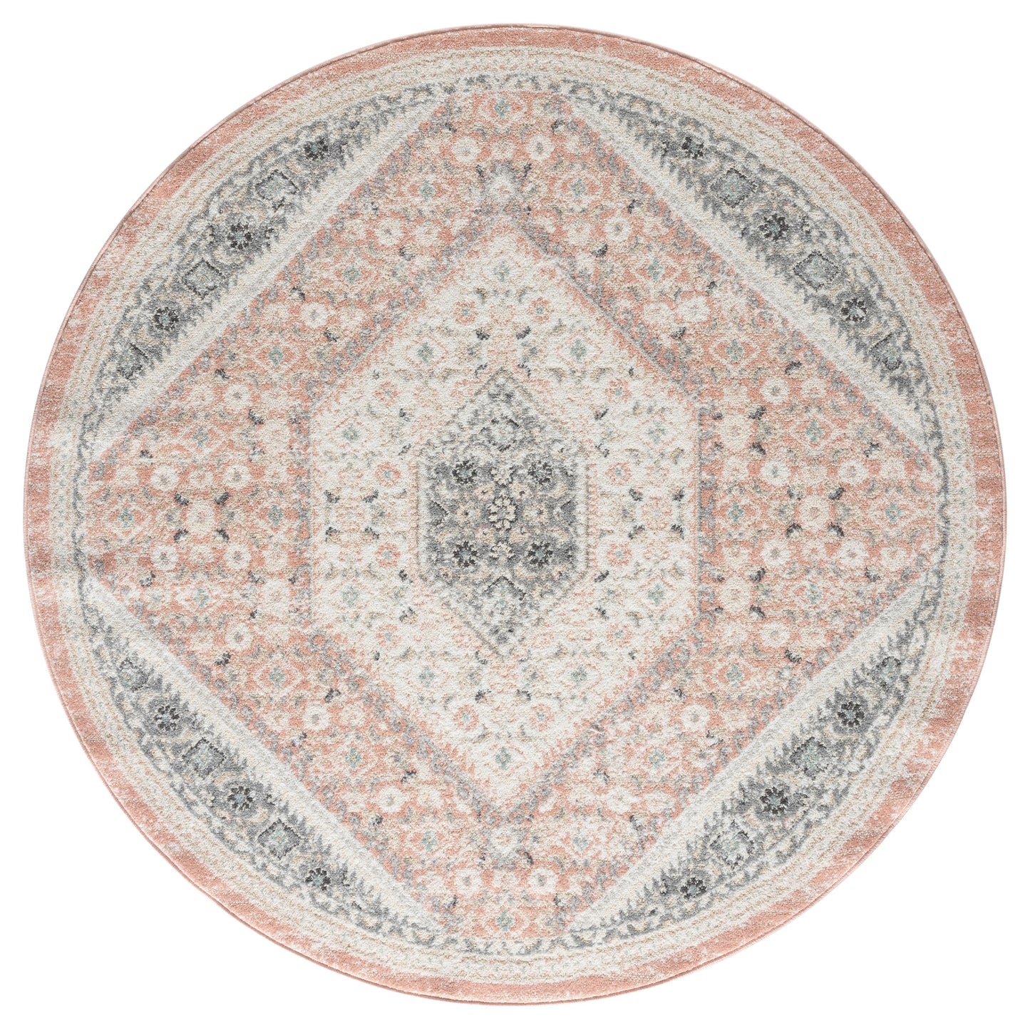 DUNEC-81667 Classic/Traditional Machine Made Blush/Ivory/Gray Polypropylene Indoor Area Rugs - LR Home