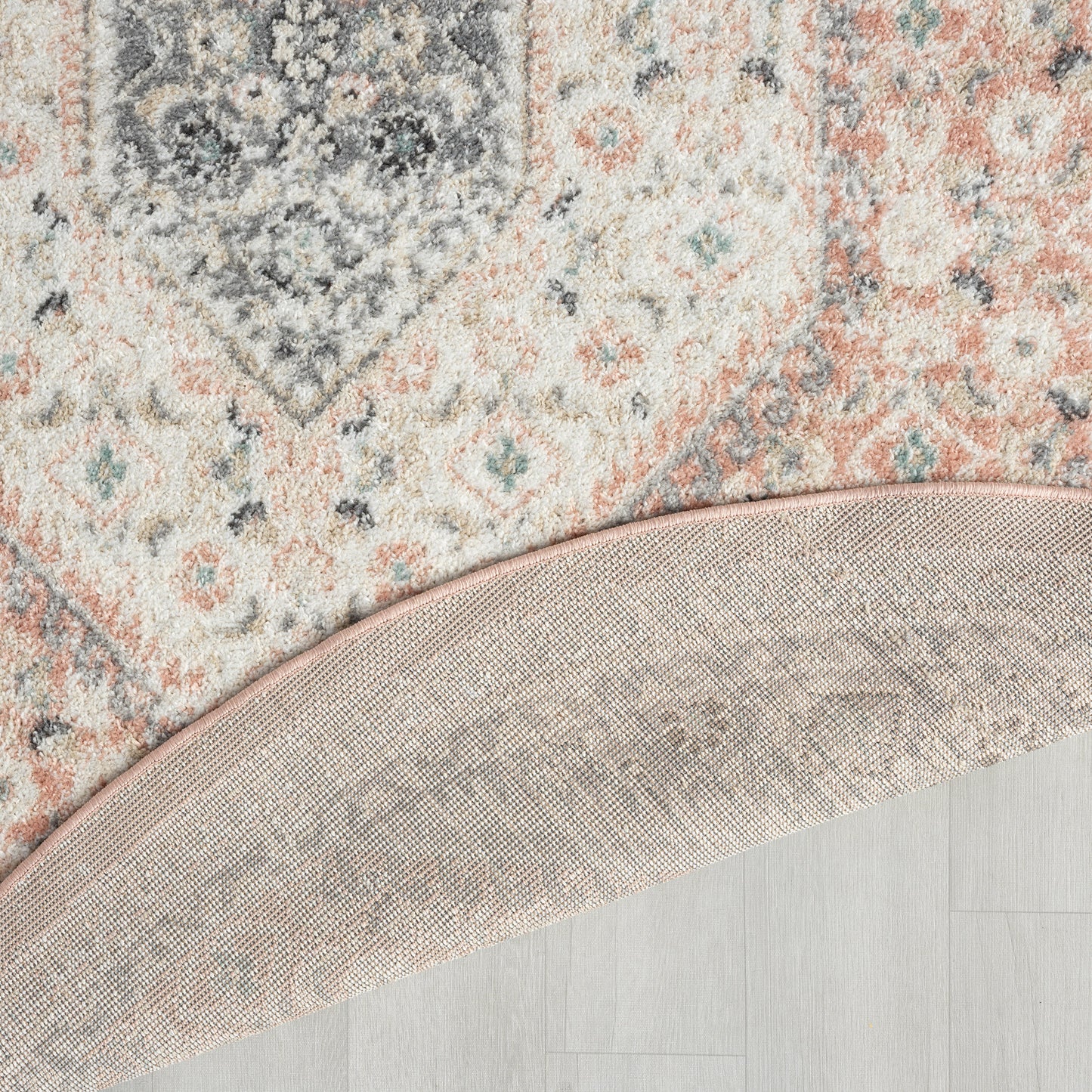 Dune-81668 Traditional Power-Loomed Blush/Ivory/Gray Jute Indoor Area Rug - LR Home