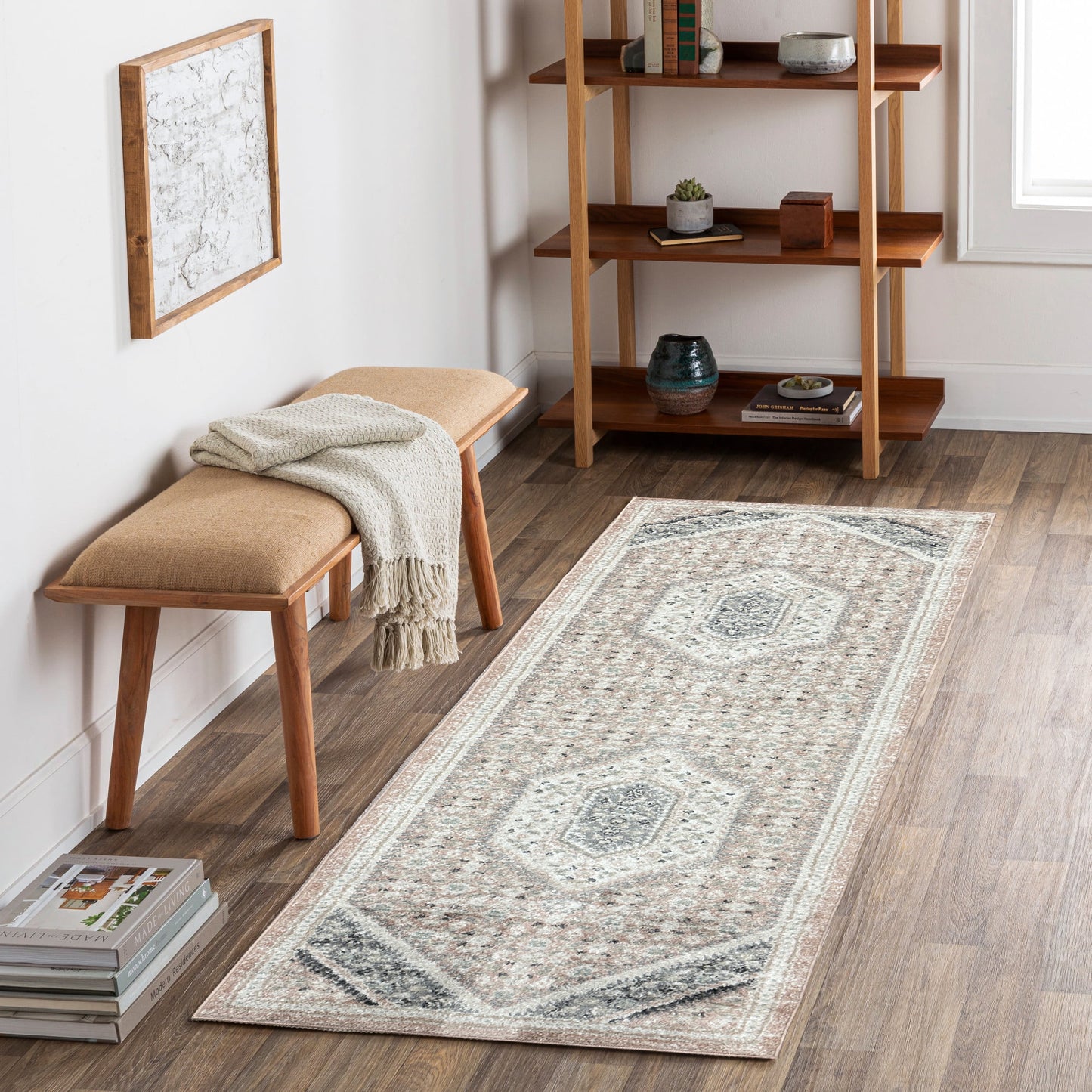 DUNEC-81667 Classic/Traditional Machine Made Blush/Ivory/Gray Polypropylene Indoor Area Rugs - LR Home
