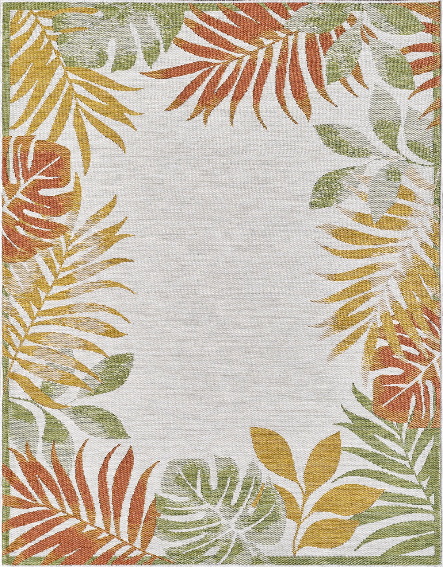 Dahlia 1403 Ivory/Rust Tropical Border Machine Woven Performance Area Rug - KAS