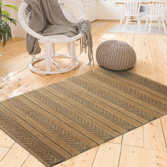 Earth-81893 Farmhouse Hand-Woven Tan/Gray Cotton Indoor Area Rug - LR Home