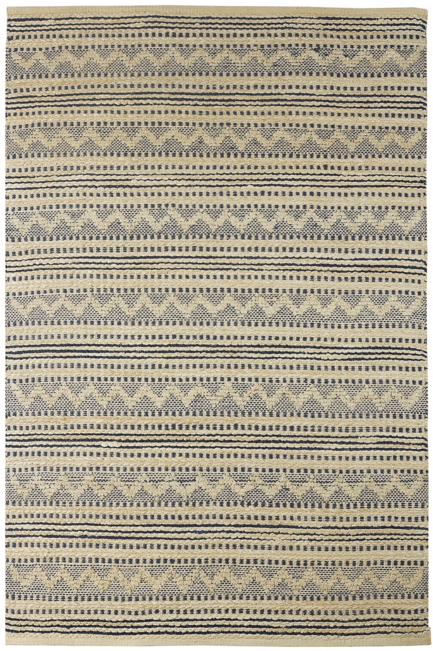 Earth-81895 Farmhouse Hand-Woven Navy/Off-White Cotton Indoor Area Rug - LR Home