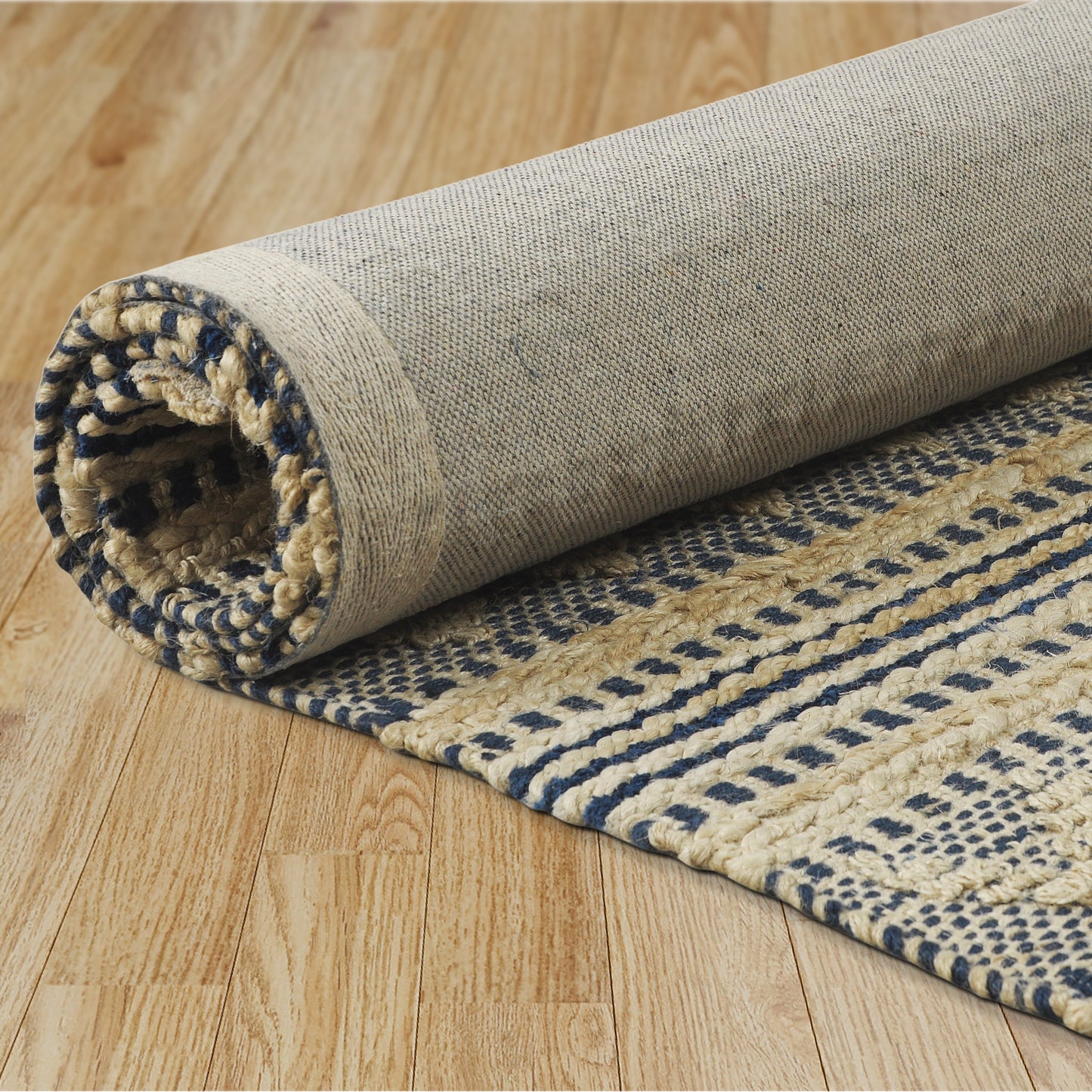 Earth-81895 Farmhouse Hand-Woven Navy/Off-White Cotton Indoor Area Rug - LR Home