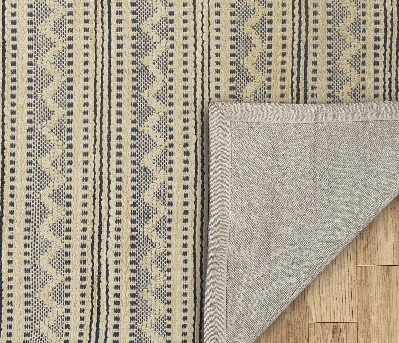 Earth-81895 Farmhouse Hand-Woven Navy/Off-White Cotton Indoor Area Rug - LR Home