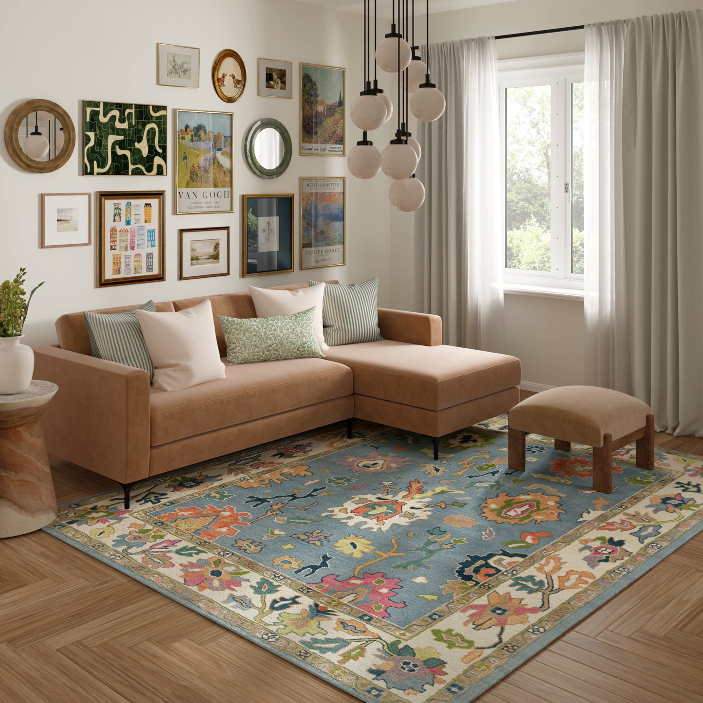 Elize-82943 Vintage Hand-Tufted Blue/Ivory Cotton Indoor Area Rug - LR Home