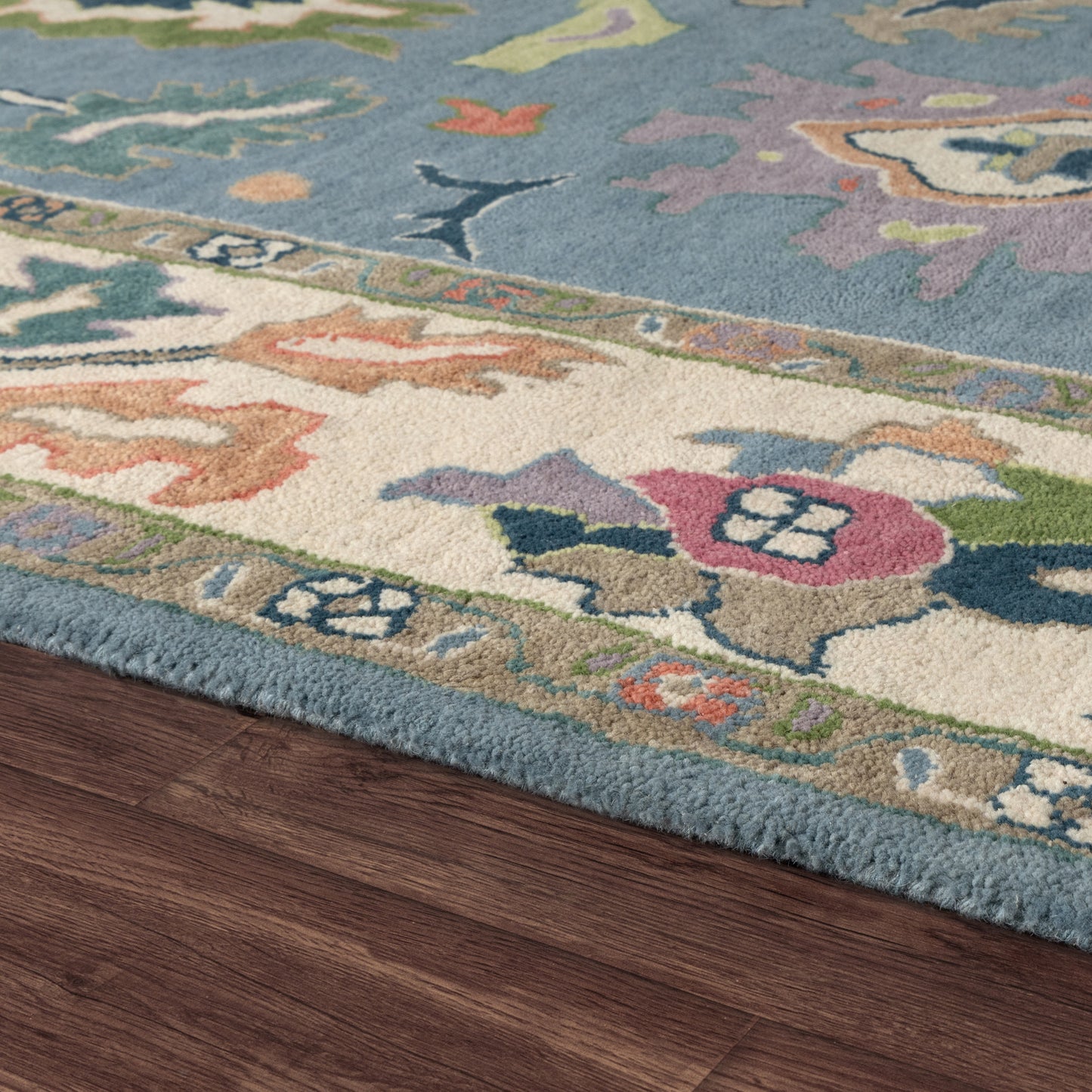 Elize-82943 Vintage Hand-Tufted Blue/Ivory Cotton Indoor Area Rug - LR Home