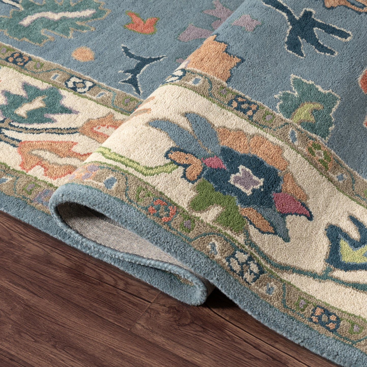 Elize-82943 Vintage Hand-Tufted Blue/Ivory Cotton Indoor Area Rug - LR Home