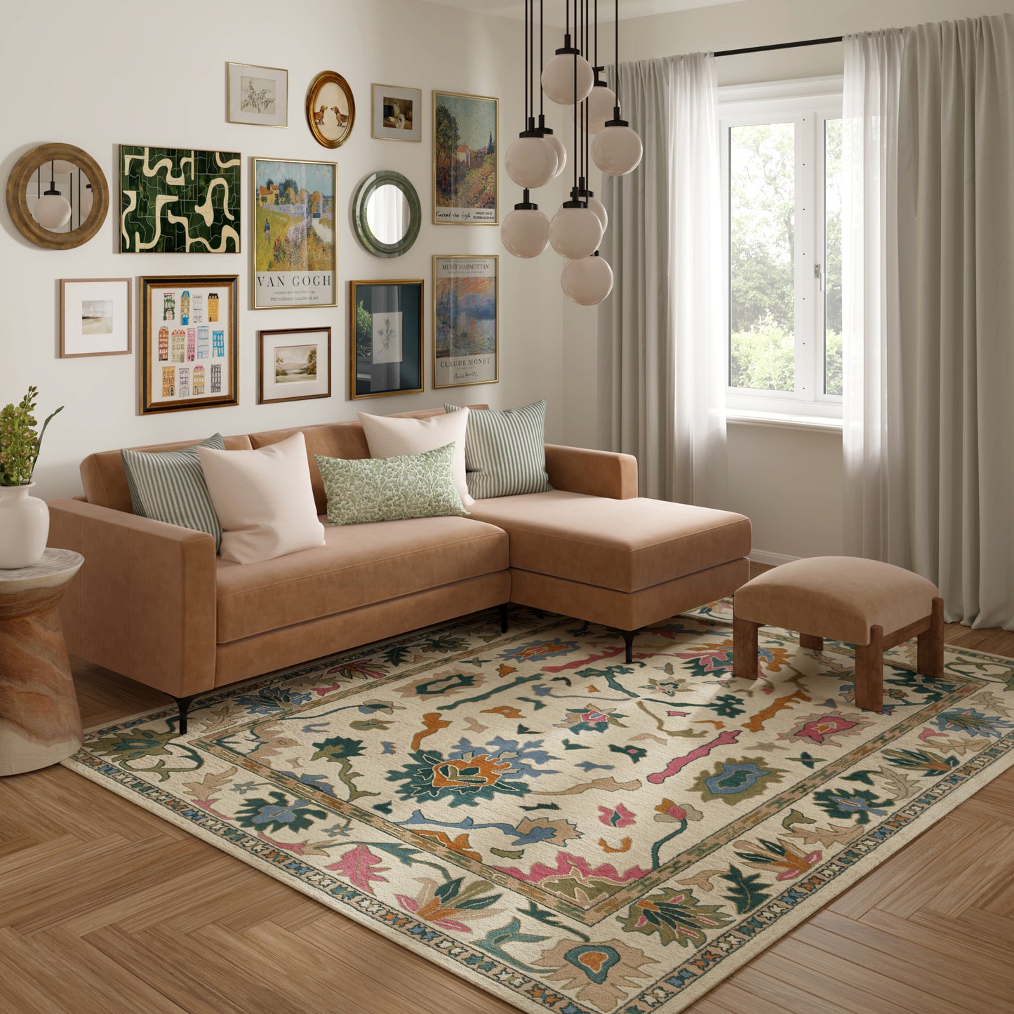 Elize-82945 Vintage Hand-Tufted Cream/Multi Cotton Indoor Area Rug - LR Home