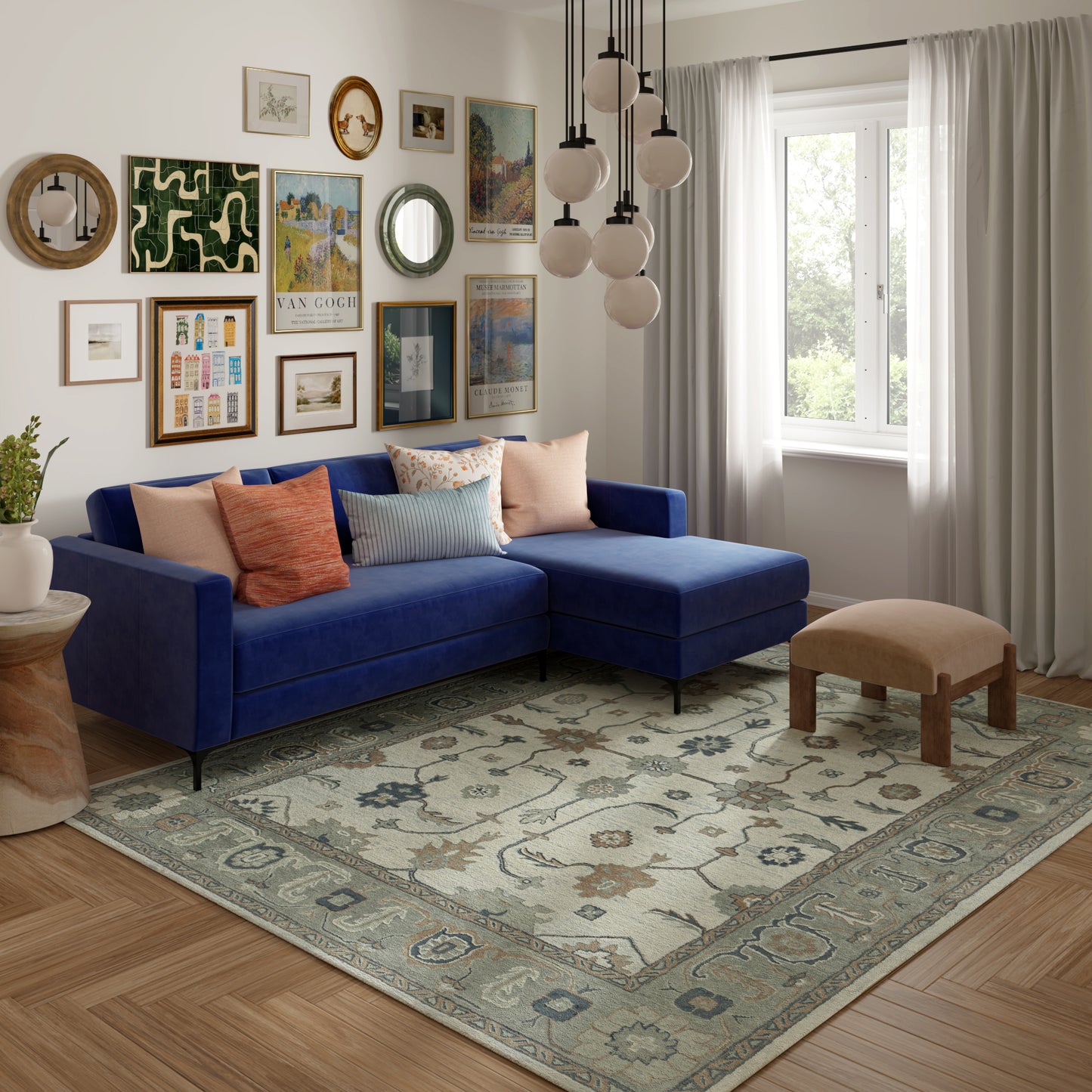 Elize-82948 Vintage Hand-Tufted Blue/Gray Cotton Indoor Area Rug - LR Home
