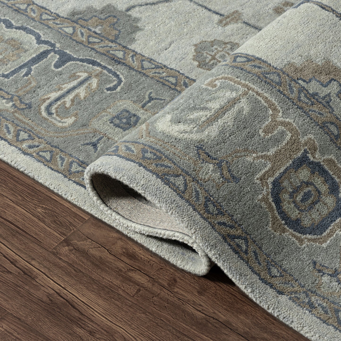 Elize-82948 Vintage Hand-Tufted Blue/Gray Cotton Indoor Area Rug - LR Home