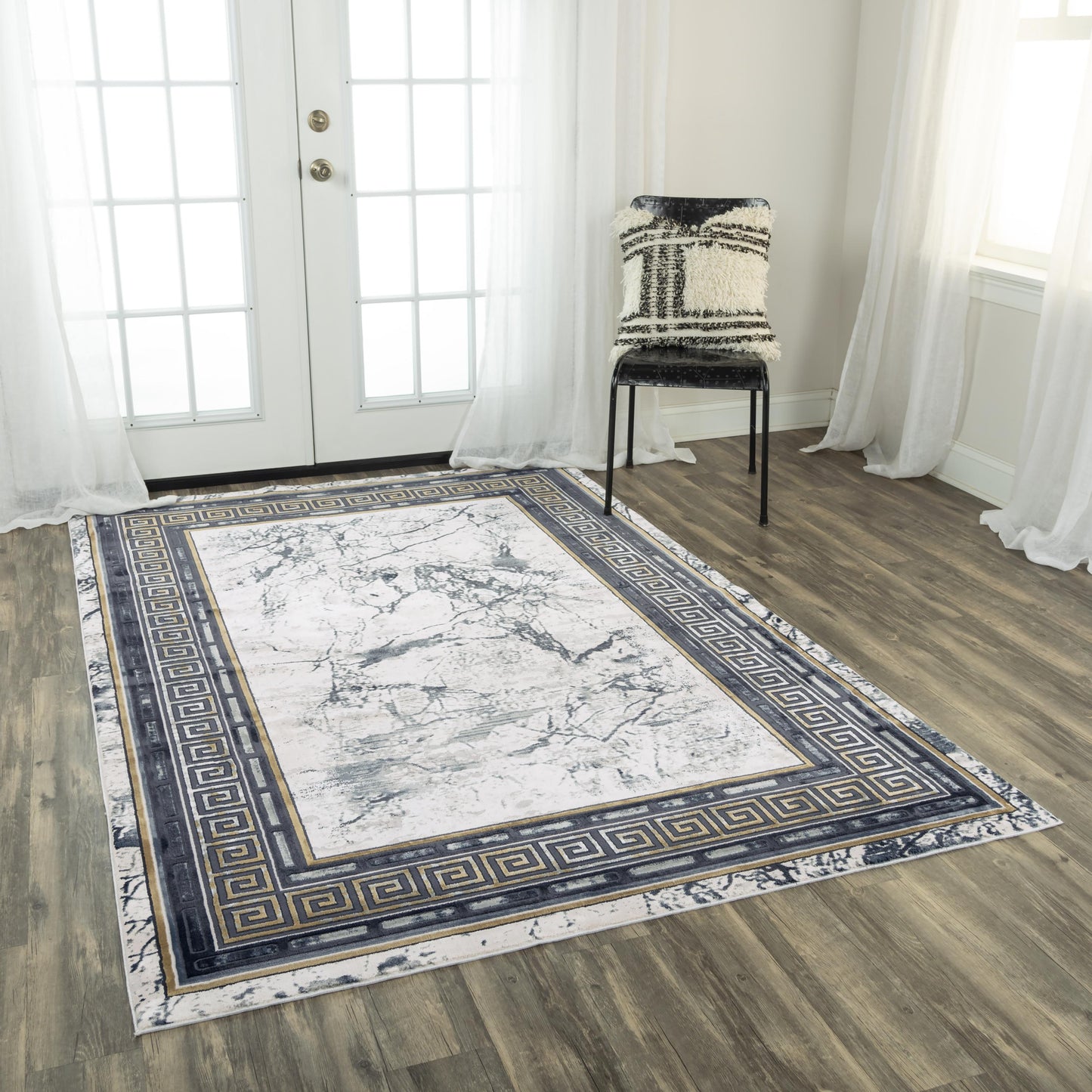 Emerge EMG923 Black/Beige Machine-Made Rug - Rizzy