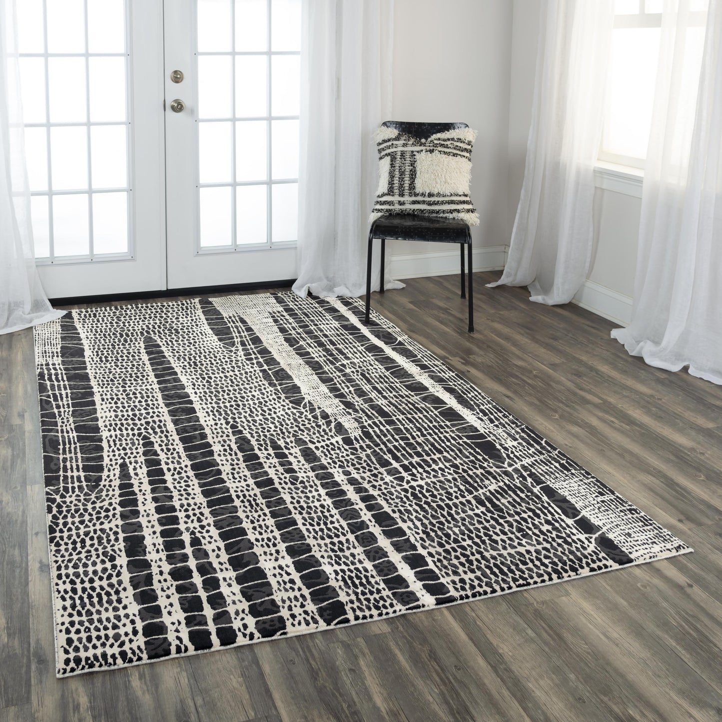 Emerge EMG926 Beige/Black Power Loomed Rug - Rizzy