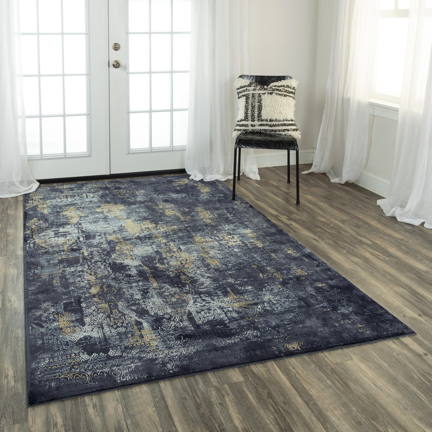Emerge EMG928 Gray/Black Machine-Made Rug - Rizzy