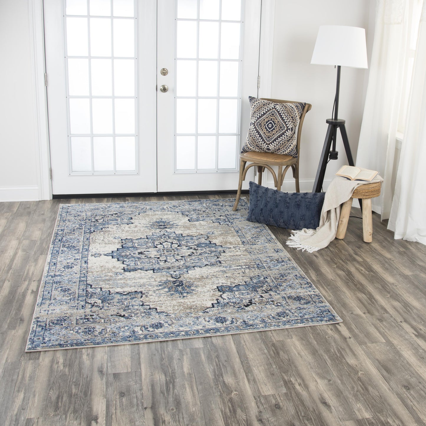Encore EN7350 Blue Power Loomed Rug - Rizzy