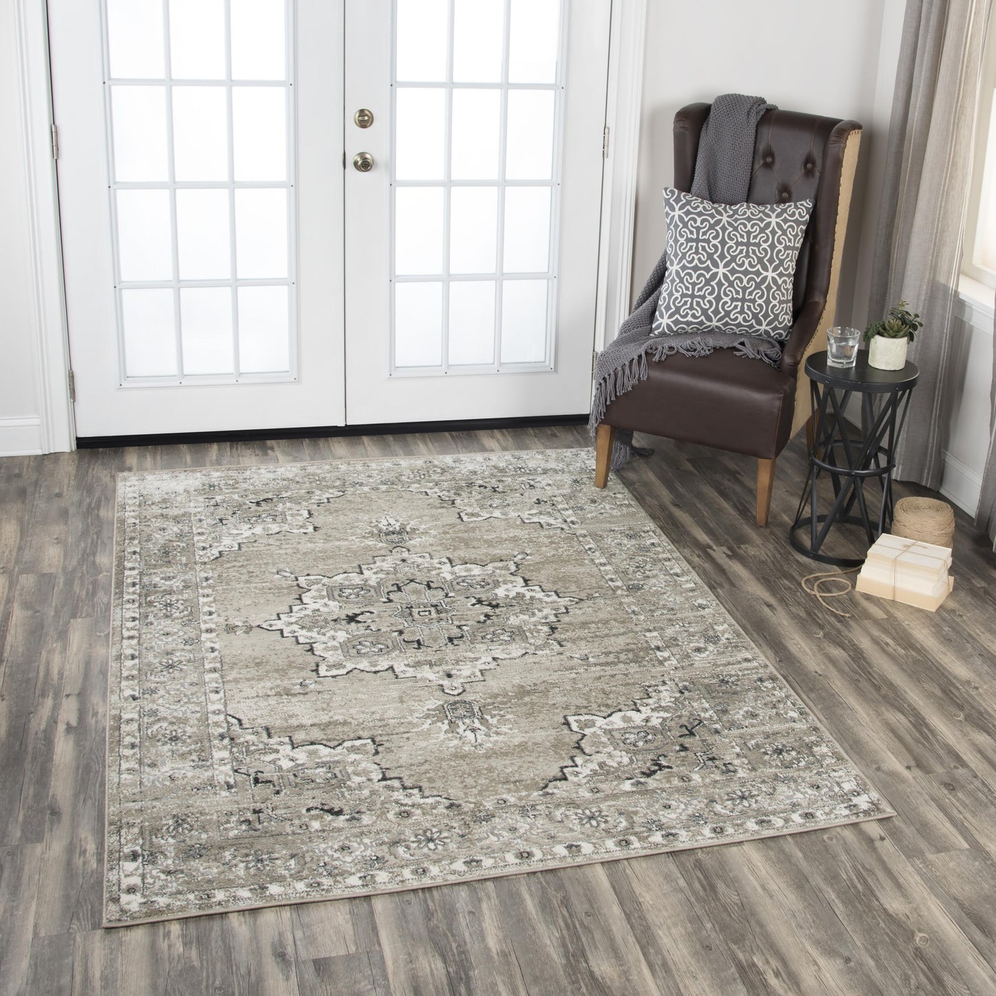 Encore EN7351 Med. Brown Power Loomed Rug - Rizzy
