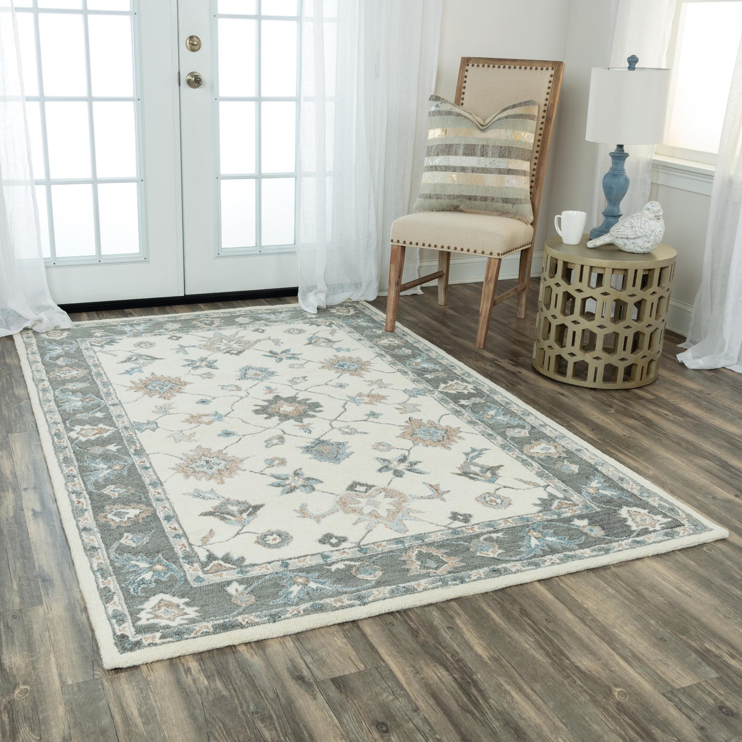 Essence ESS101 Ivory/Gray Hand-Tufted Rug - Rizzy