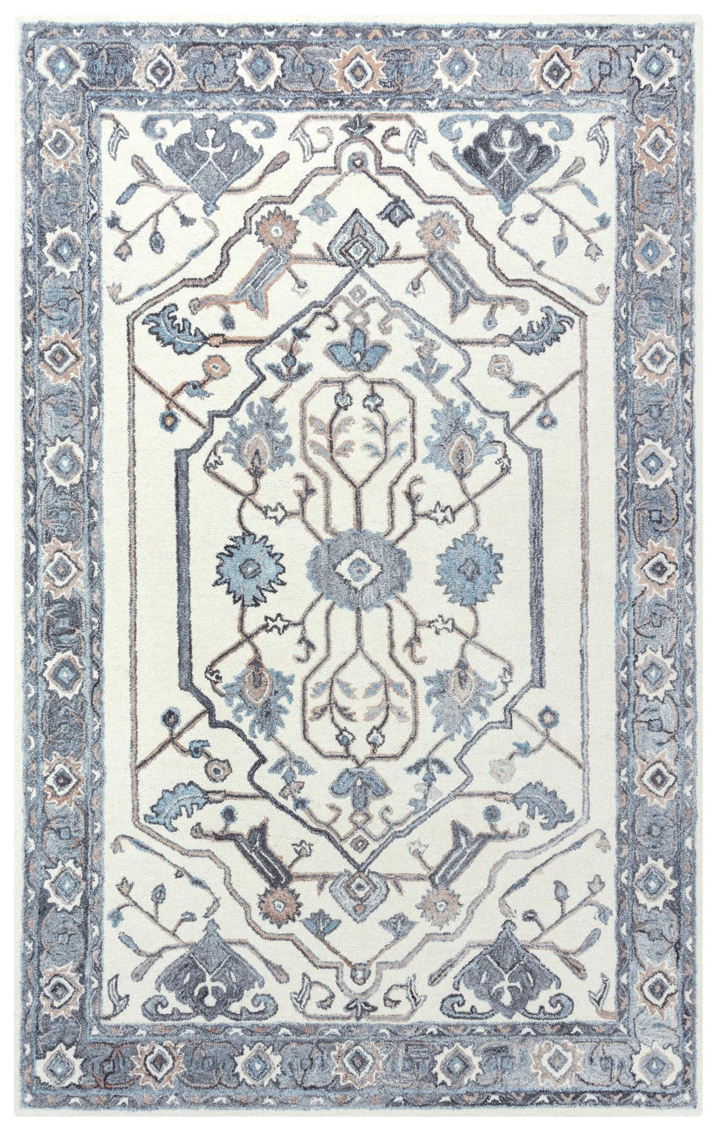 Essence ESS102 Beige/Gray Hand-Tufted Rug - Rizzy