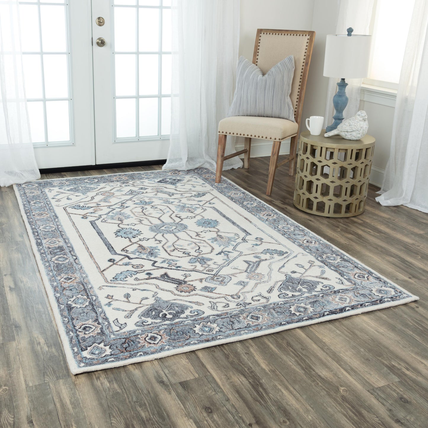 Essence ESS102 Beige/Gray Hand-Tufted Rug - Rizzy