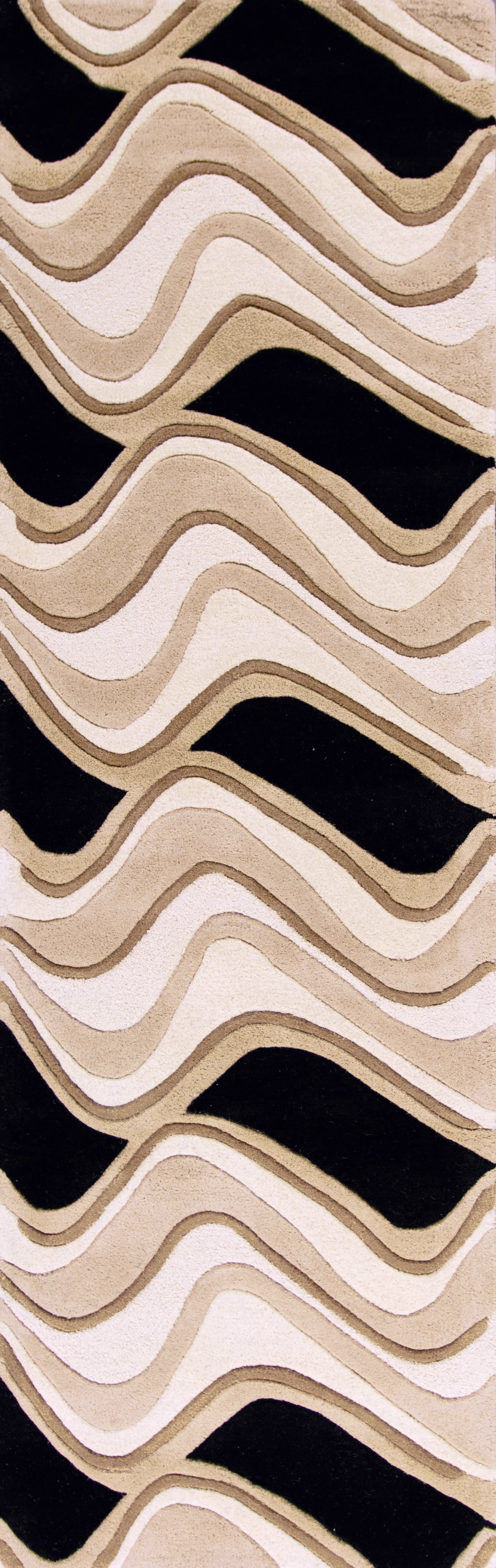 Eternity 1071 Black/Beige Waves Hand Tufted Area Rug - KAS