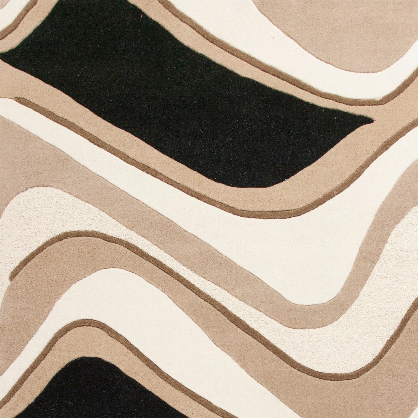 Eternity 1071 Black/Beige Waves Hand Tufted Area Rug - KAS