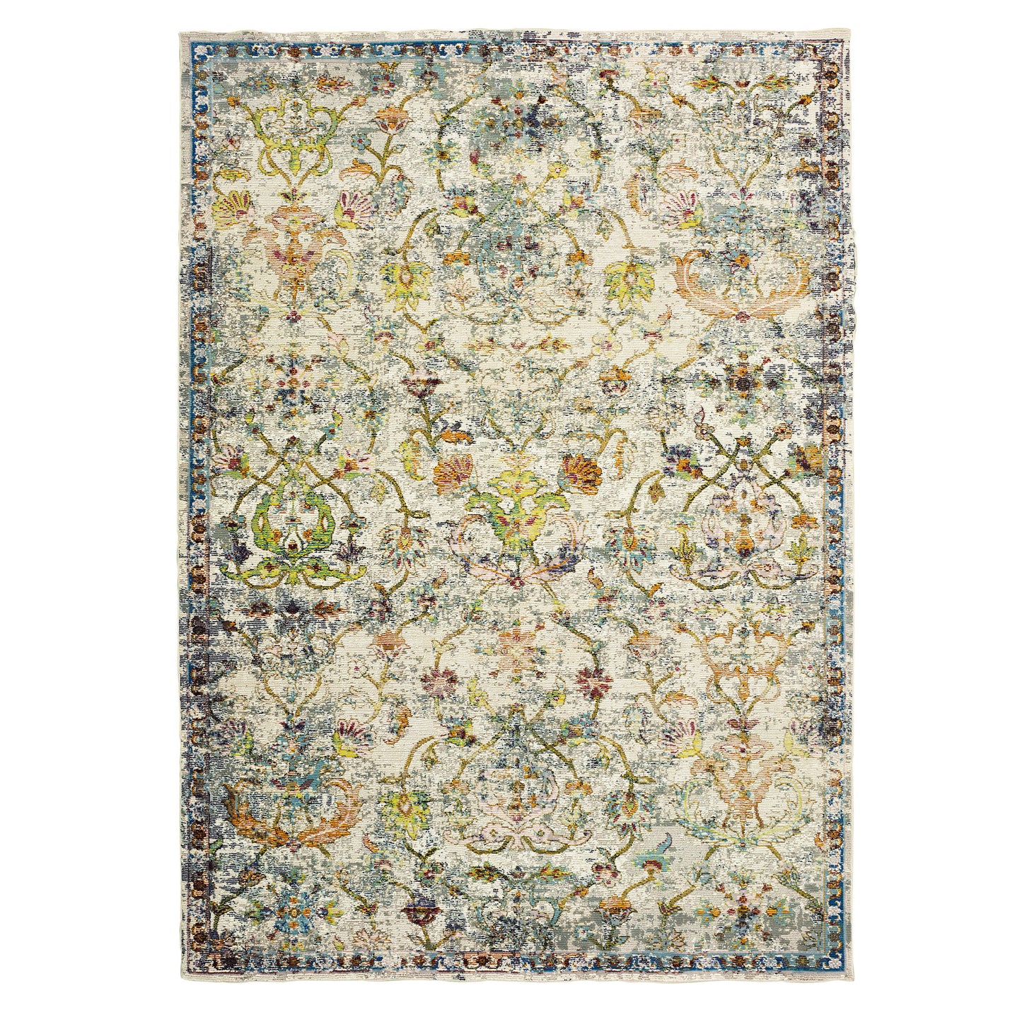 Gala-81271 Farmhouse Power-Loomed Green/Multi Cotton Indoor Area Rug - LR Home