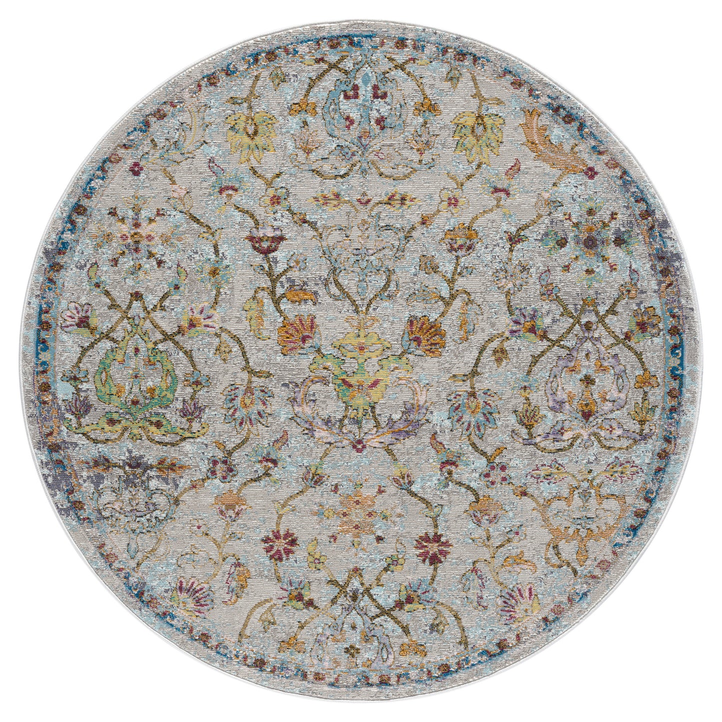 Gala-81271 Farmhouse Power-Loomed Green/Multi Cotton Indoor Area Rug - LR Home