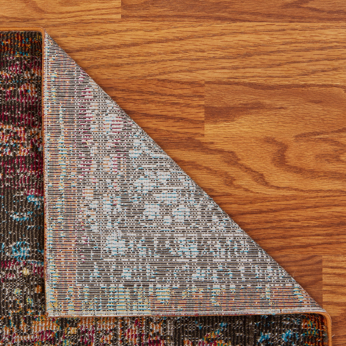 Ox Bay Turquoise/Multicolor Oriental Medallion Indoor Area Rug - back view