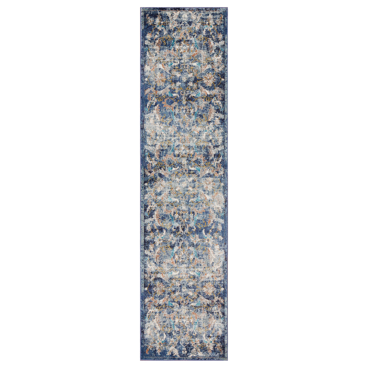 Ox Bay Navy/Multicolor Traditional Jacobean Indoor Area Rug - Silo view