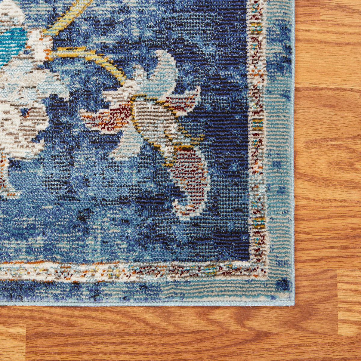 Ox Bay Navy/Multicolor Traditional Jacobean Indoor Area Rug - corner view