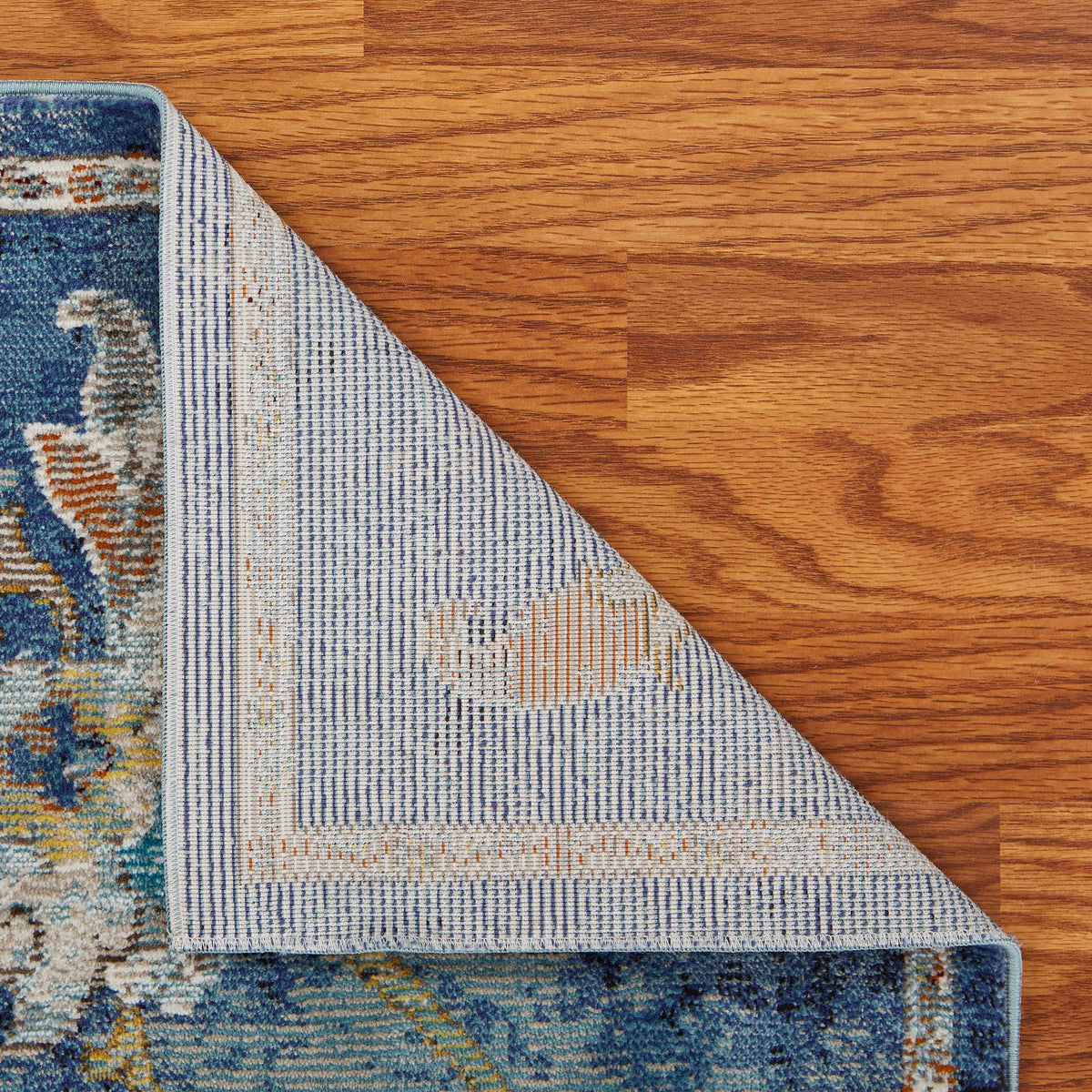 Ox Bay Navy/Multicolor Traditional Jacobean Indoor Area Rug - back view