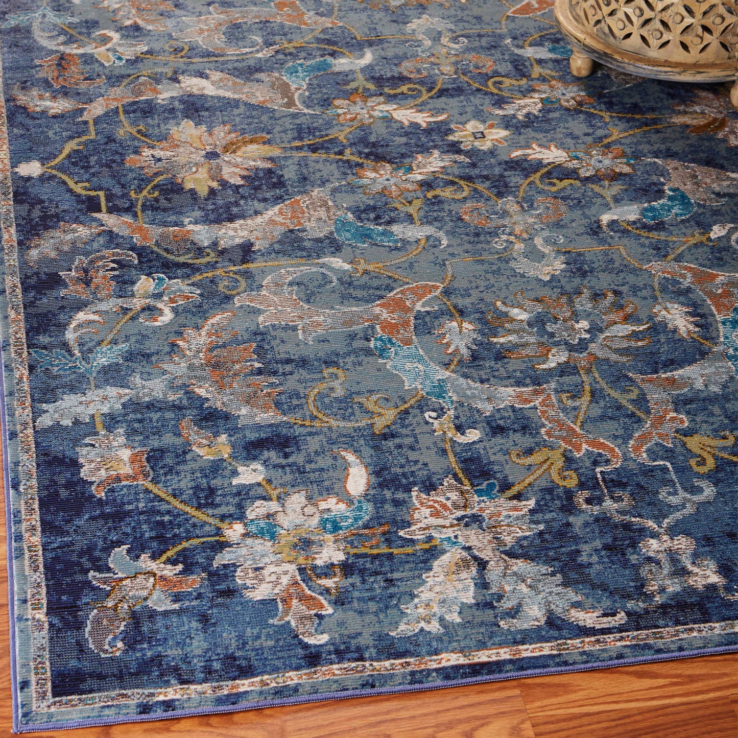 Gala-81273 Farmhouse Power-Loomed Navy Blue/Multi Cotton Indoor Area Rug - LR Home
