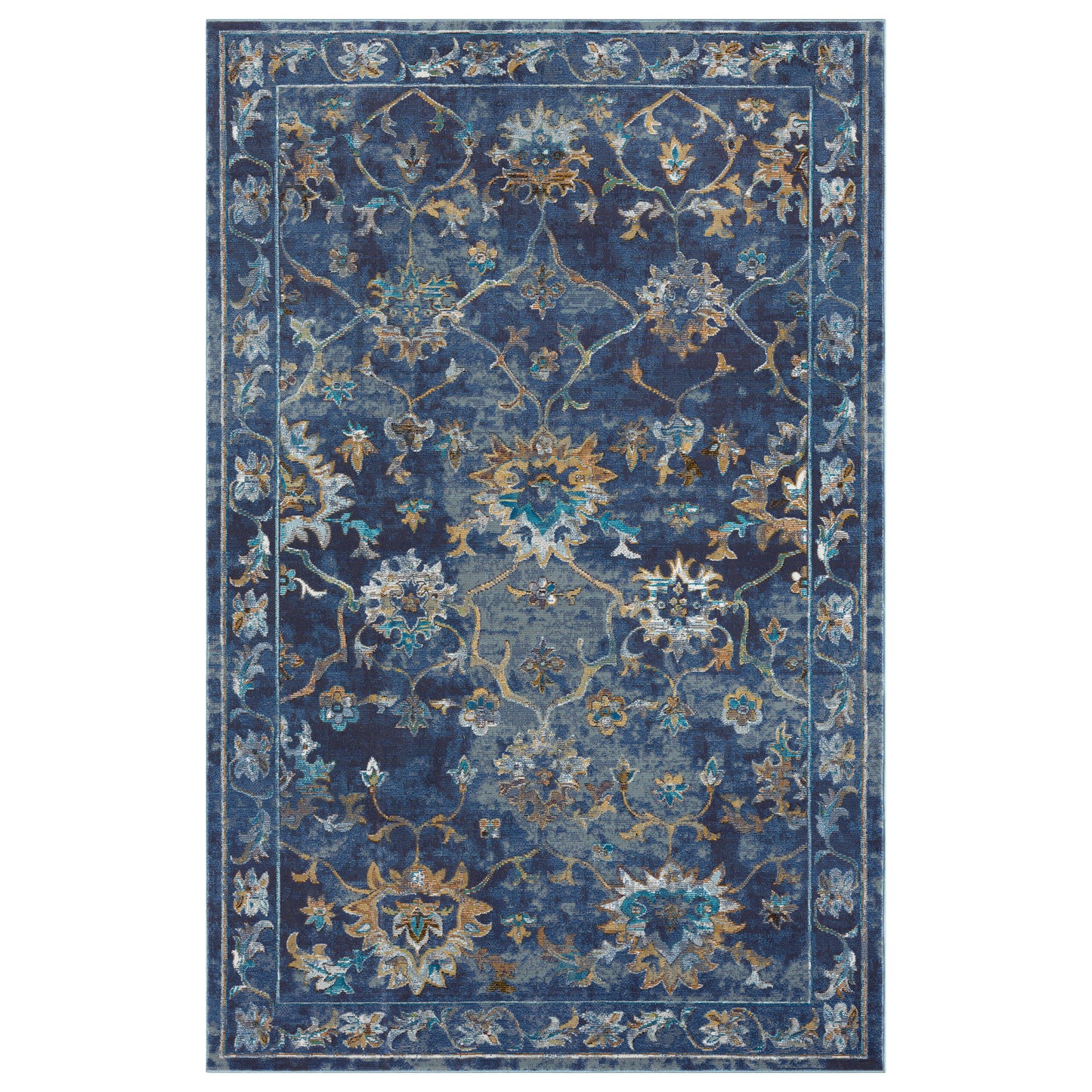 GALAC-81275 Classic/Traditional Machine Made Indigo/Multi Polypropylene Indoor Area Rugs - LR Home
