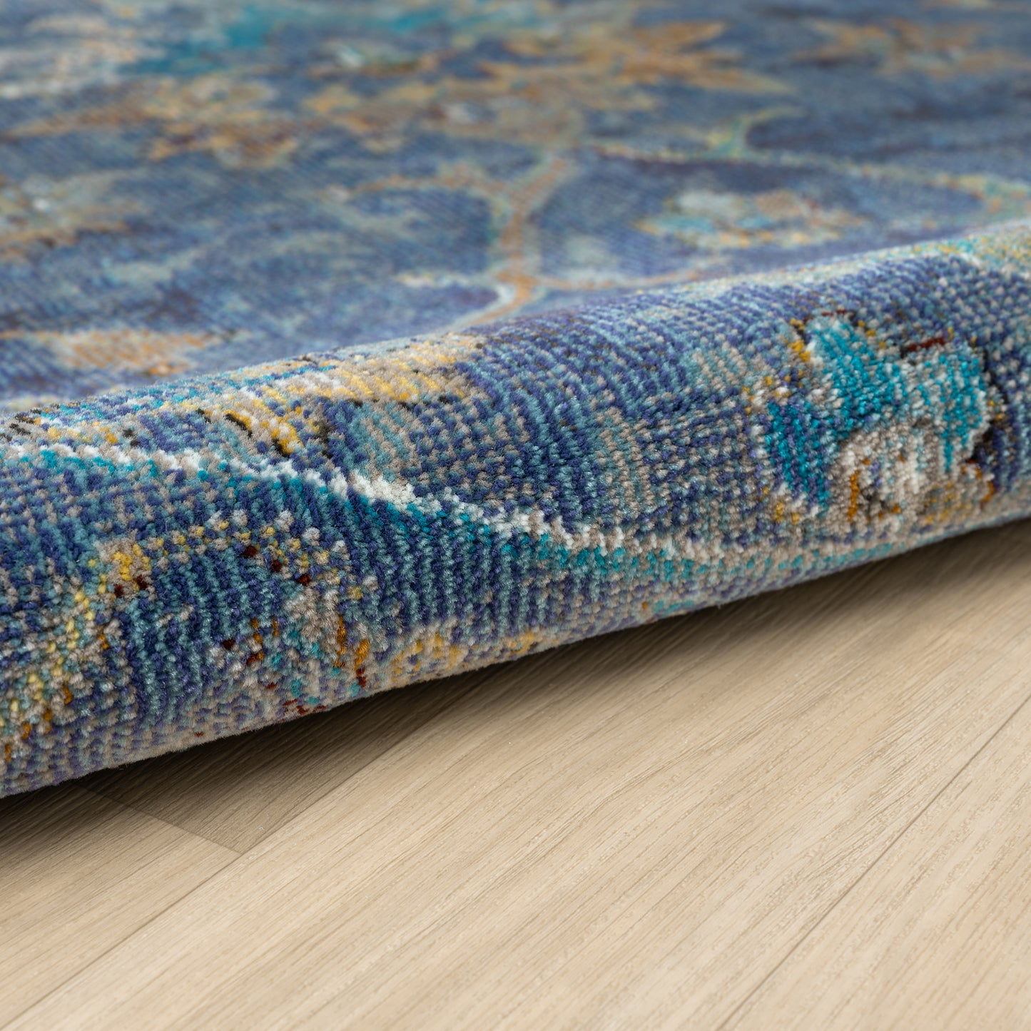 Gala-81275 Farmhouse Power-Loomed Indigo Blue/Multi Cotton Indoor Area Rug - LR Home