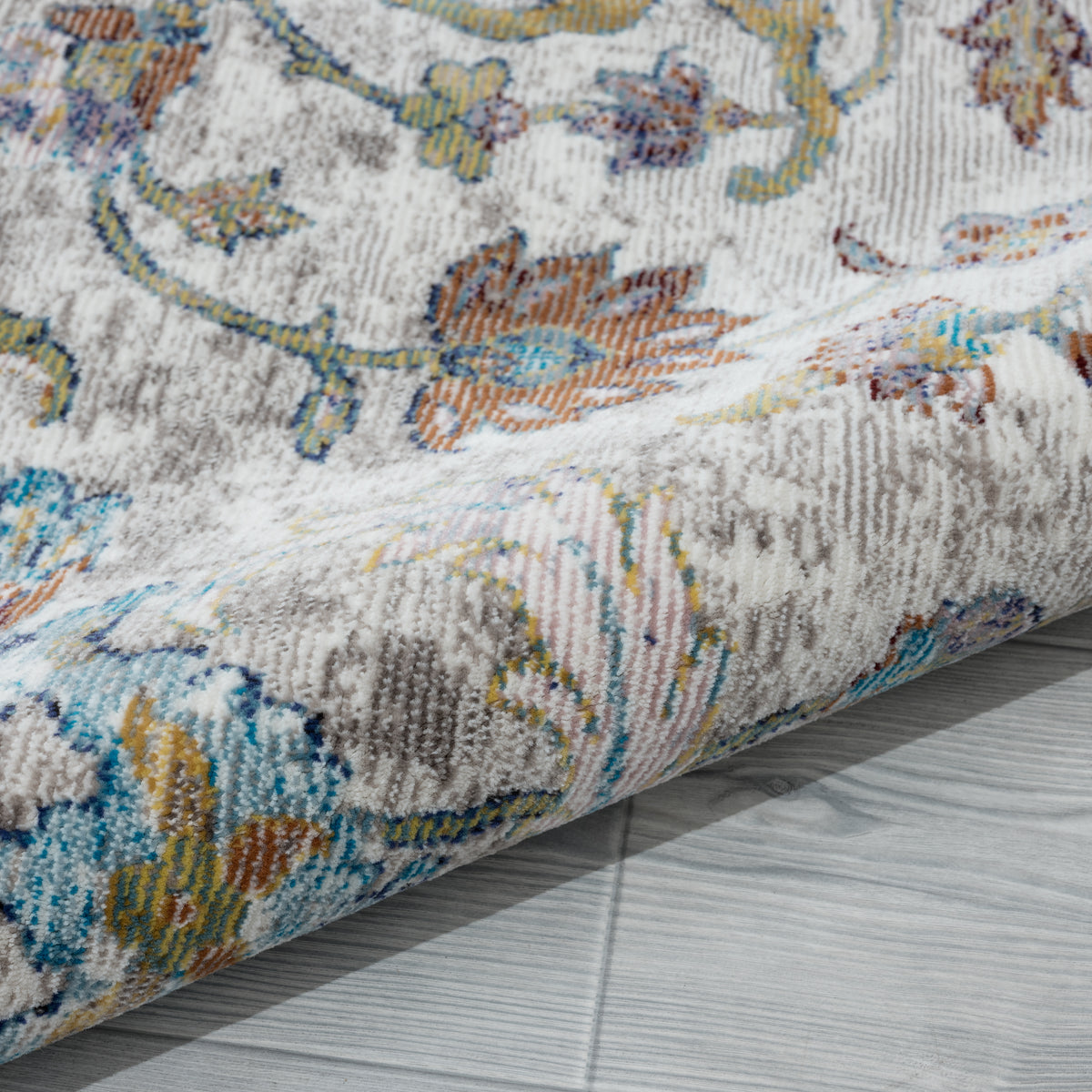 Galaxy Ivory/Blue Abstract Indoor Area Rug - corner view