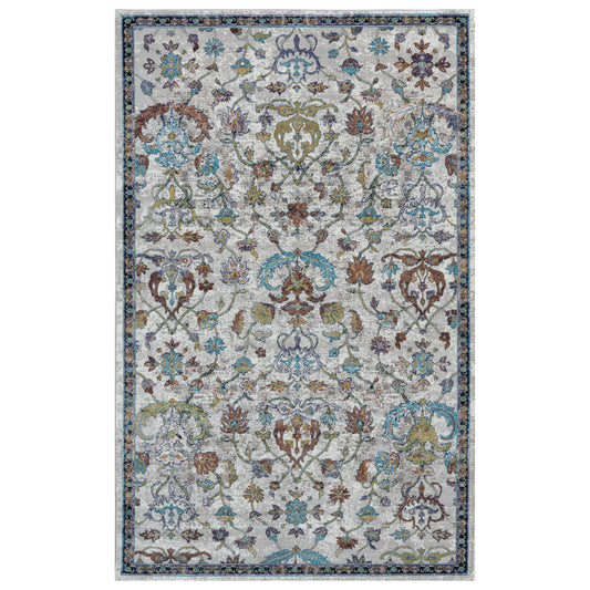 Galaxy Ivory/Blue Abstract Indoor Area Rug - Silo view
