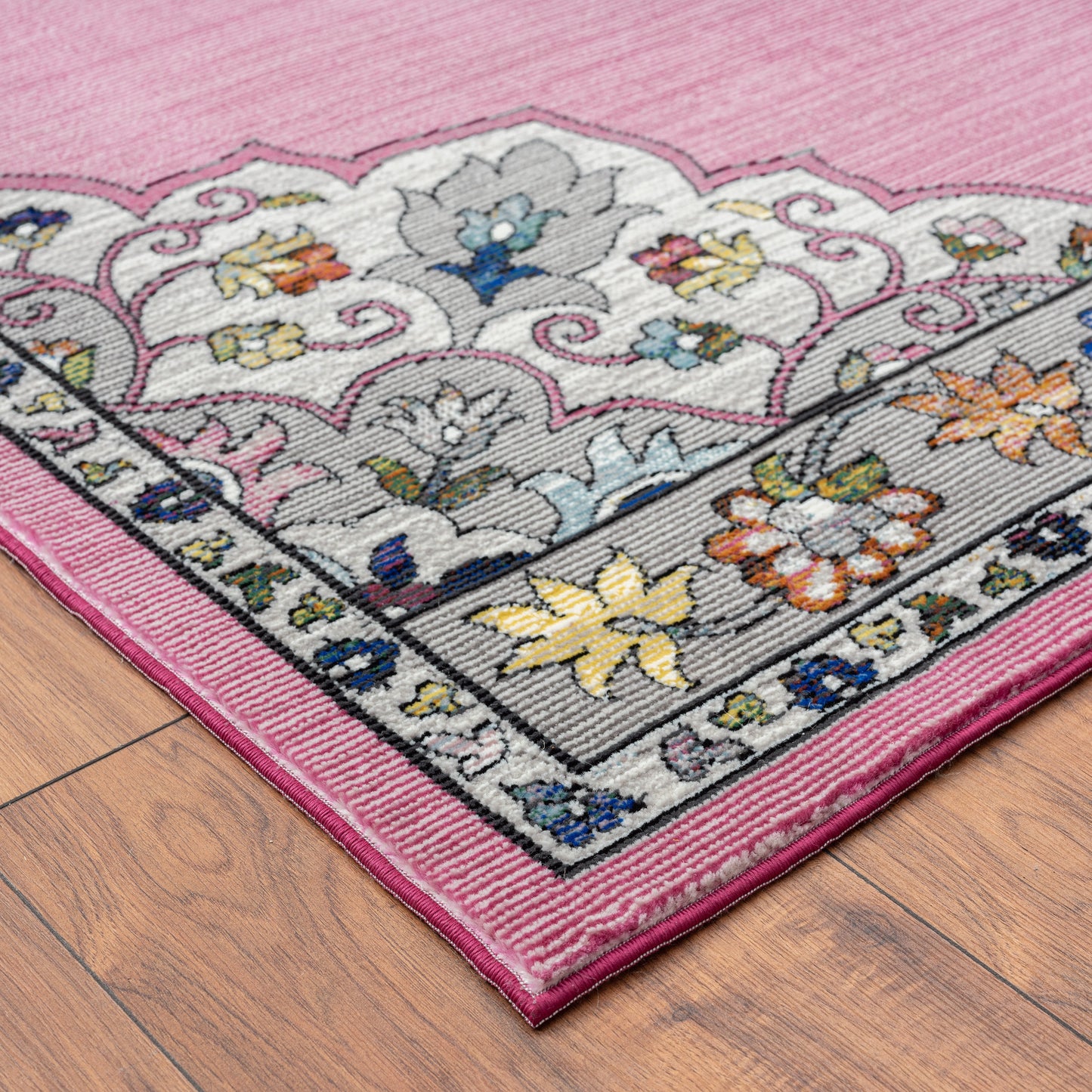 GALAC-81384 Transitional/Casual Machine Made Multi/Pink/Ivory/Gray/ Polypropylene Indoor Area Rugs - LR Home