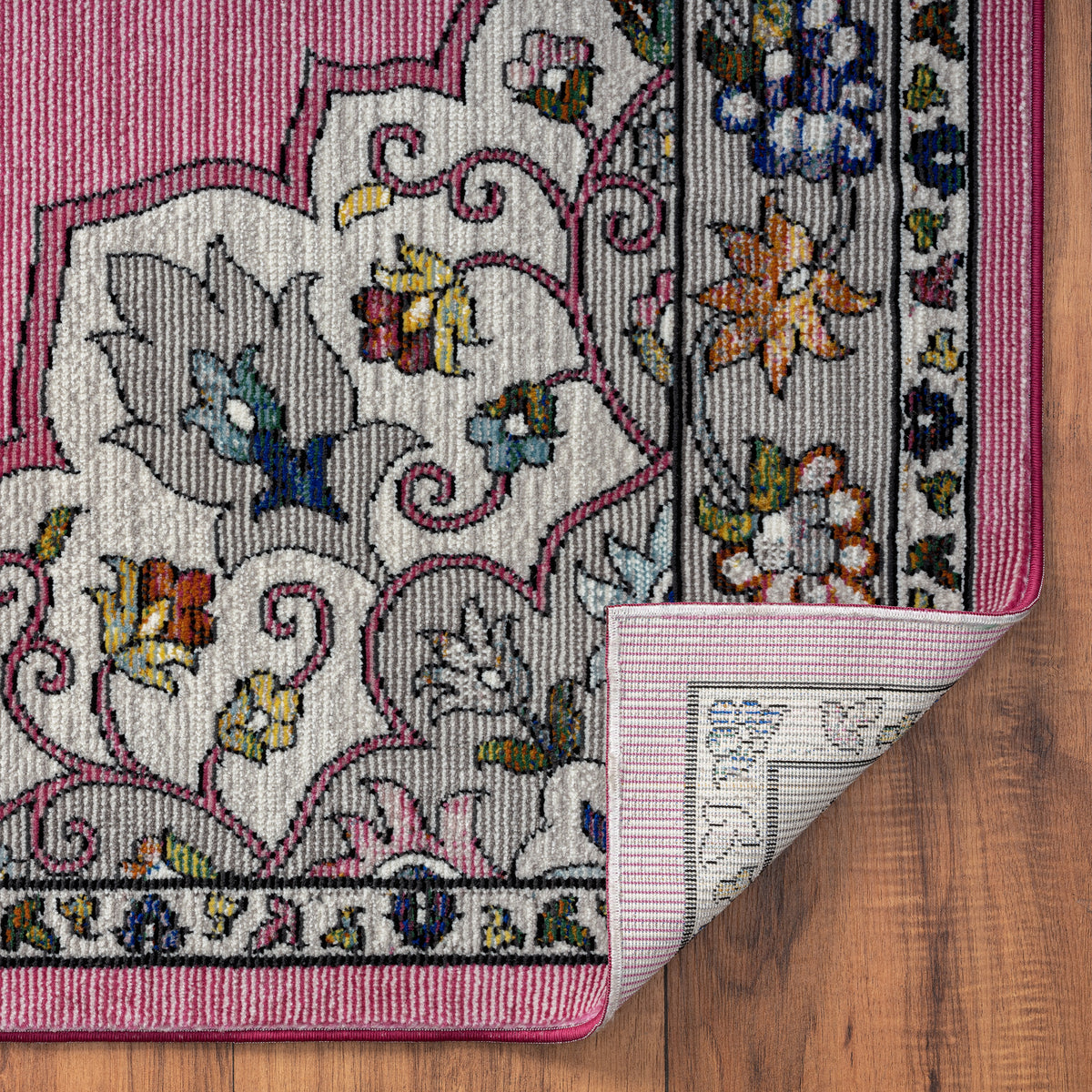 Blushing Traditional Medallion Gala Area Rug - close-up detail