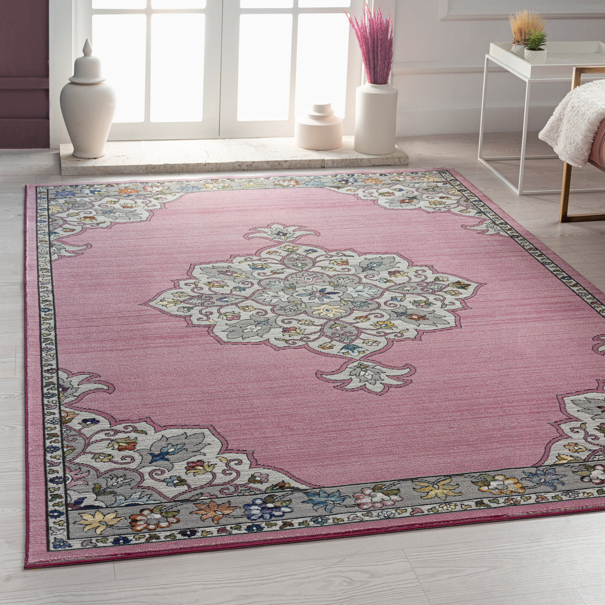 Blushing Traditional Medallion Gala Area Rug - color swatch