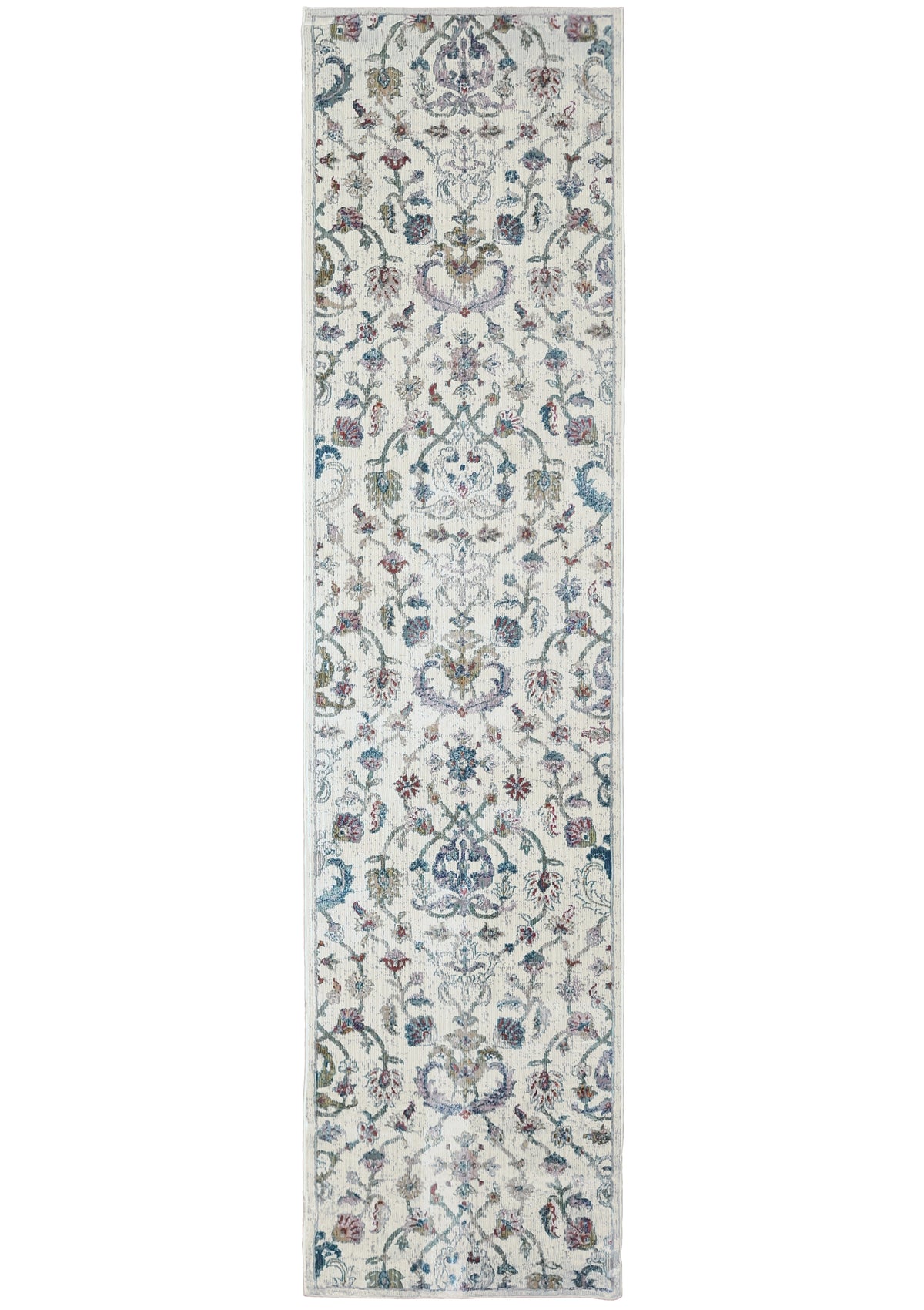 Ivory/Blue Bordered Traditional Indoor Area Rug - Silo view