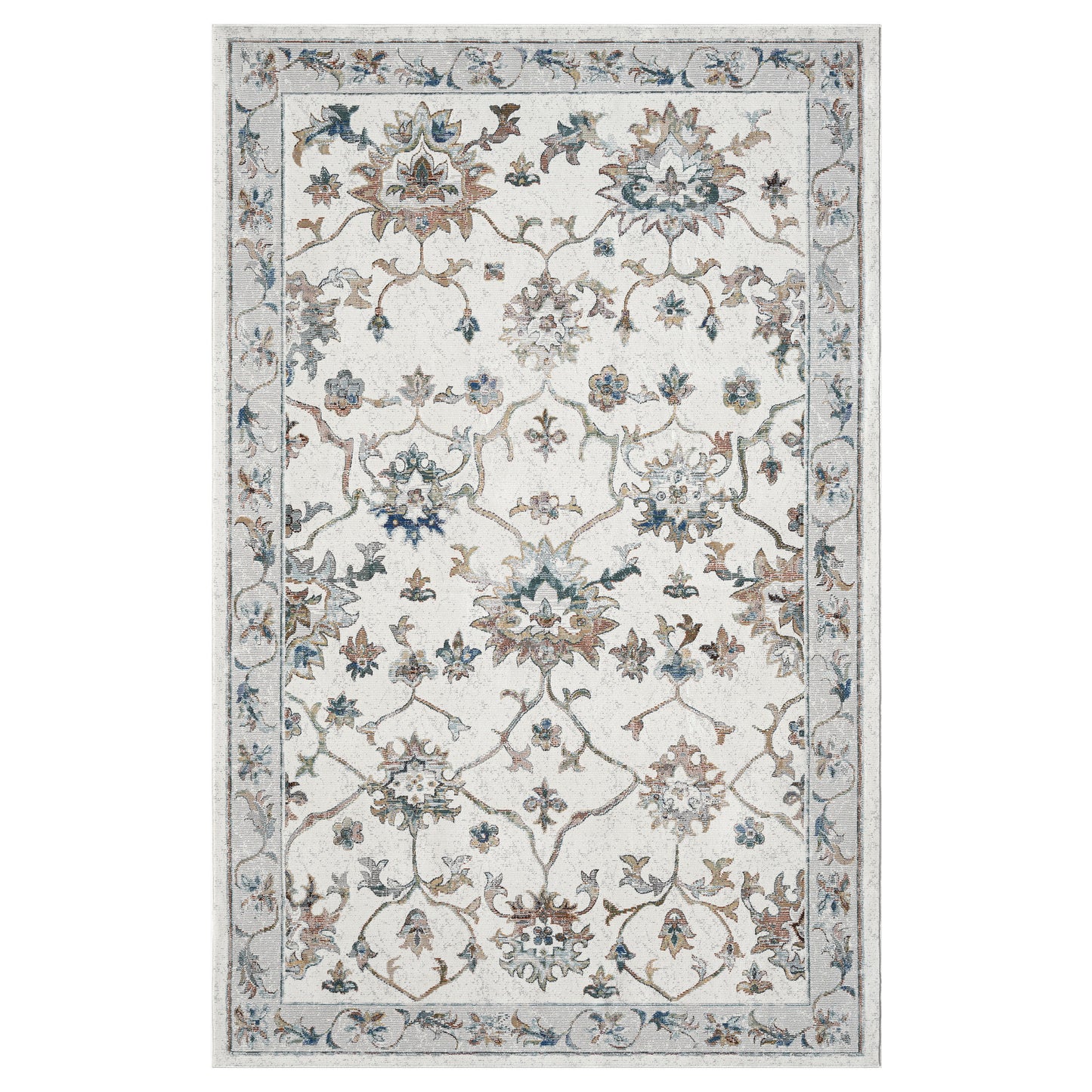 Gala-82597 Farmhouse Power-Loomed Ivory/Multi Cotton Indoor Area Rug - LR Home