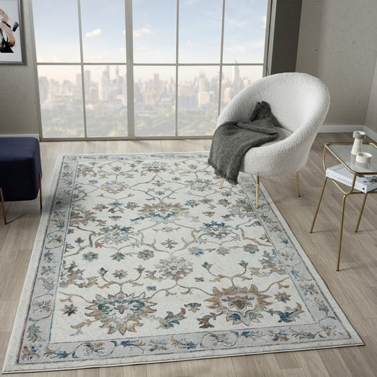 Gala-82597 Farmhouse Power-Loomed Ivory/Multi Cotton Indoor Area Rug - LR Home
