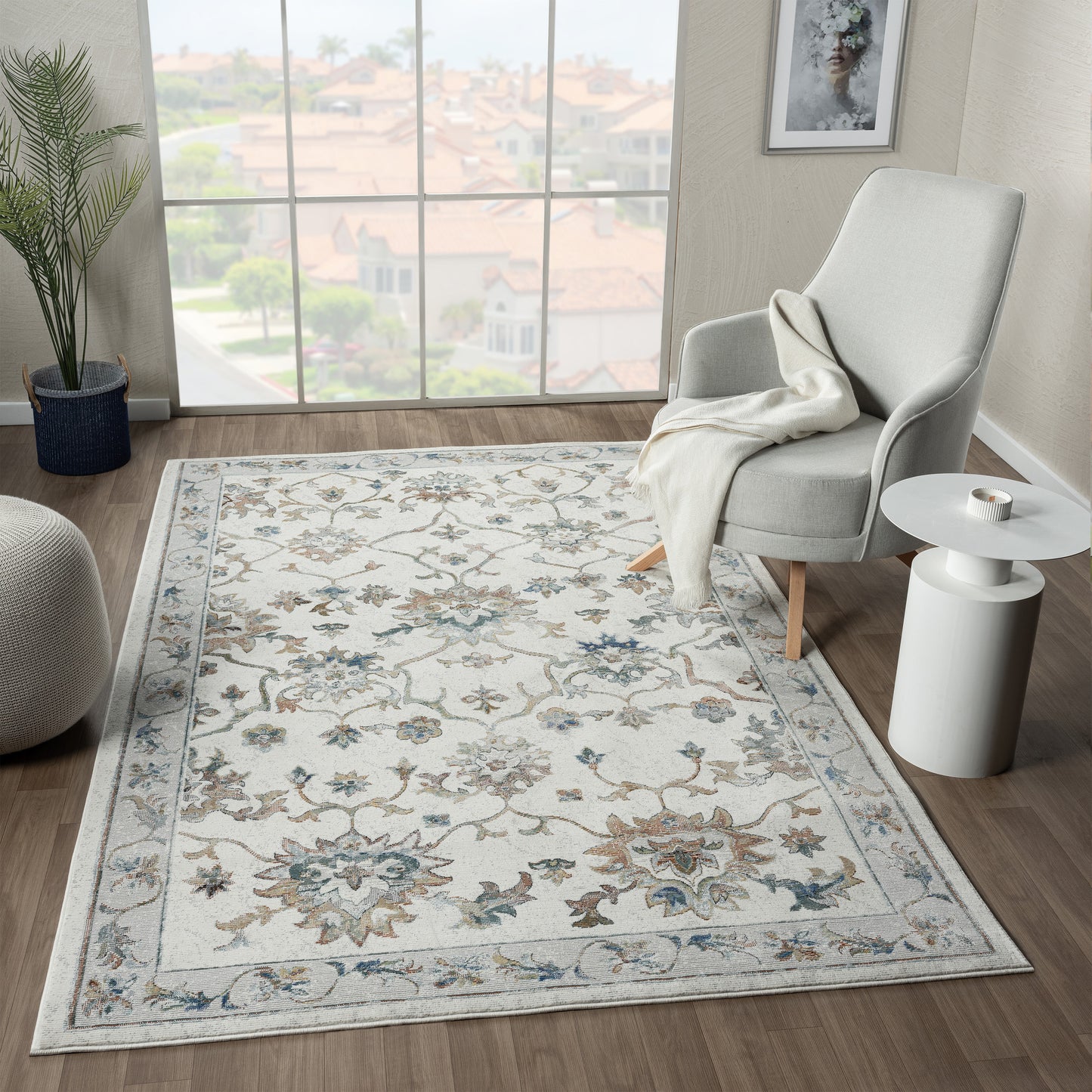 Gala-82597 Farmhouse Power-Loomed Ivory/Multi Cotton Indoor Area Rug - LR Home