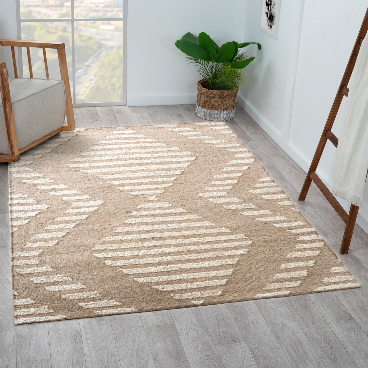 Geoblend-82517 Farmhouse Hand-Woven Natural/Ivory Cotton Indoor Area Rug - LR Home