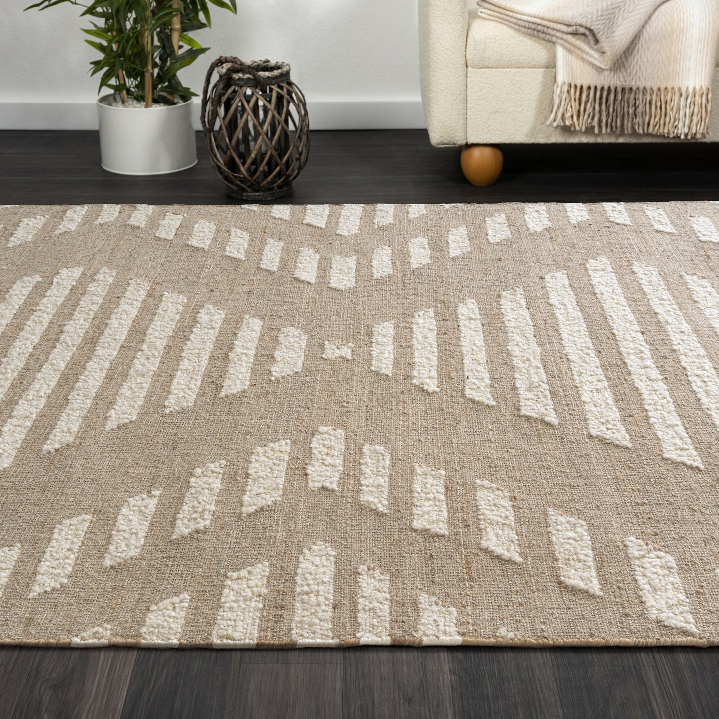 Geoblend-82517 Farmhouse Hand-Woven Natural/Ivory Cotton Indoor Area Rug - LR Home